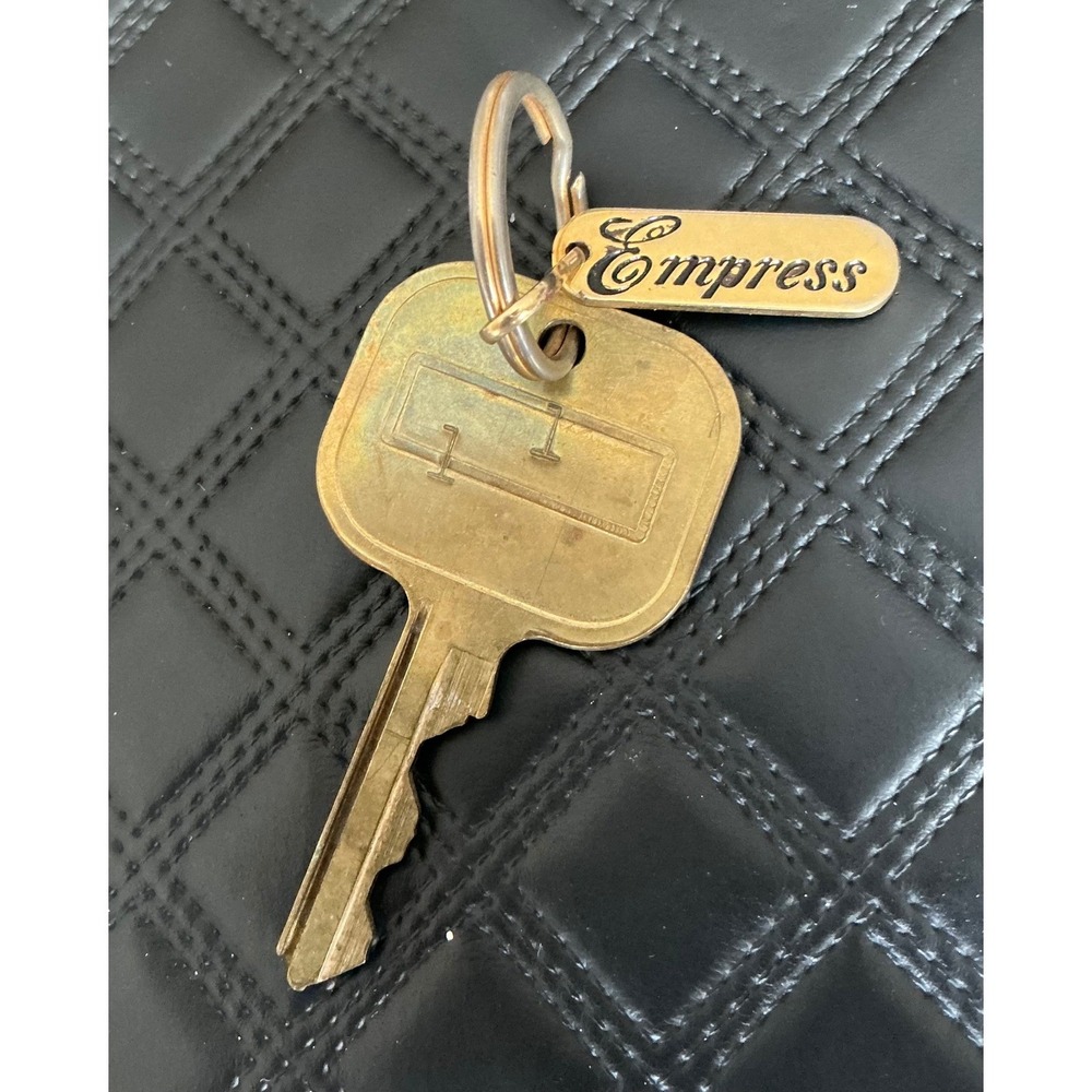 Vintage Empress Brass Key and Keychain Tag Set Collectible Antique Gold Tone